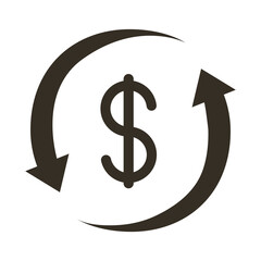 dollar symbol with arrows around silhouette style icon