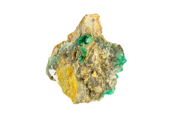 macro stone mineral emerald on a white background