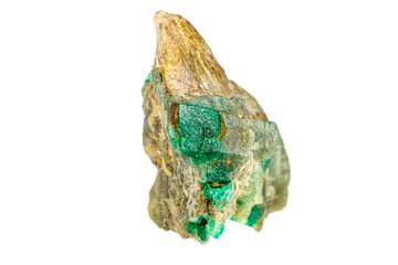 macro stone mineral emerald on a white background