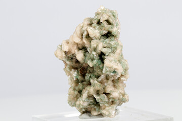 macro stone mineral stilbite on Apophyllite on a white background