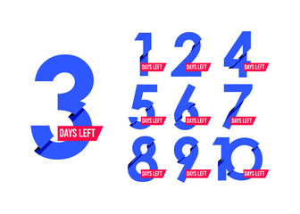 Days left vector template. Design for bussines promotion, banner or print.
