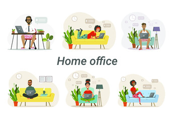 Office and work at home, coworking space, concept.