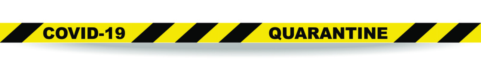 Yellow and black covid-19 tape with a transparent shadow. Quarantine warning covid-19. Eps with transparent background.