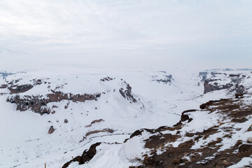 snow covered rocks