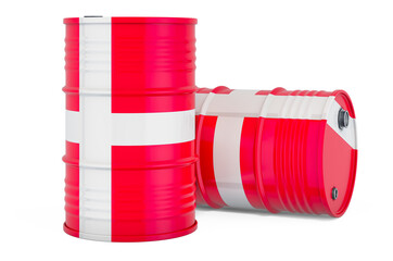Steel drum, barrel with Danish flag, 3D rendering