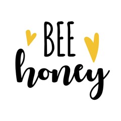 Honey label quote isolated on white background. Vector illustration with text