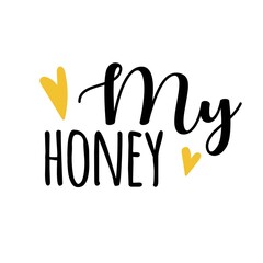 Honey label quote isolated on white background. Vector illustration with text