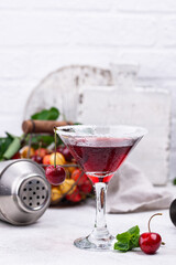 Red cherry martini summer cocktail
