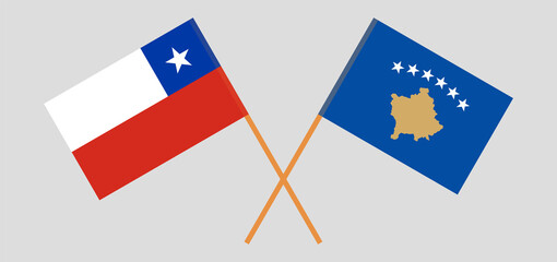 Crossed flags of Kosovo and Chile