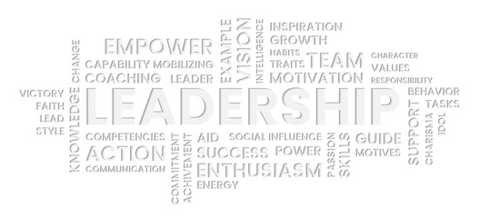 Obraz premium Leadership Text Paper Cut Word Cloud