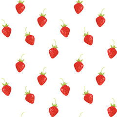 Crooked tasty ripe sweet strawberry. Seamless pattern. Vector Illustration