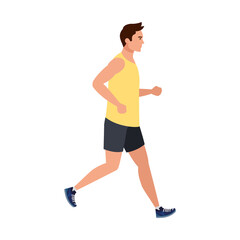 man running, man in sportswear jogging, male athlete, sporty person vector illustration design