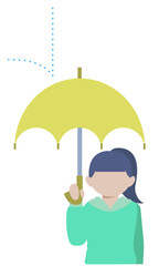 小雨の中傘を持つ少女のイラスト