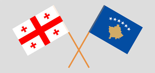 Crossed flags of Kosovo and Georgia