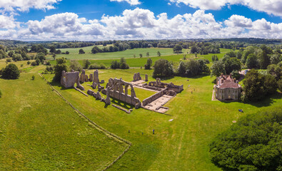 Ruins of Bayham Abbey, East Sussex, UK - church, chapter house and gatehouse