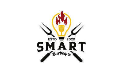 Smart Barbeque logo design vector