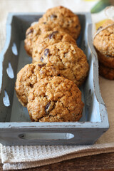 Oatmeal cookies with raisins and walnuts