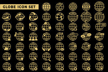 Globe Earth Icon set. Globe World Icon Collection. Vector and Illustration.