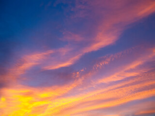 red sky with clouds, copy space