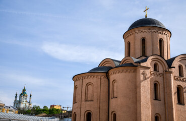 
View at Church of Assumption of the Virgin Mary Pirogoscha on Kontraktova Square and St. Andrew s...