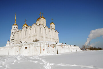 Architecture of Vladimir city, Russia. Assumption church, Famous landmark.	