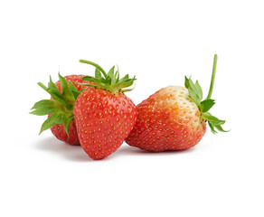 whole ripe red strawberries isolated on a white background