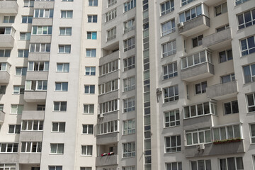 rustic living apartments building architecture background Eastern European common house object ugly gray walls and window