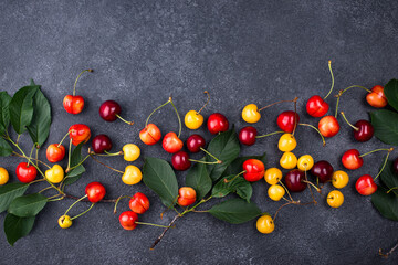 Fresh ripe red and yellow cherry