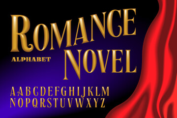 A 3d Lettering Alphabet in the Gold Embossed Style of Cheap Paperback Romance Novels