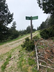 signpost in the mountains