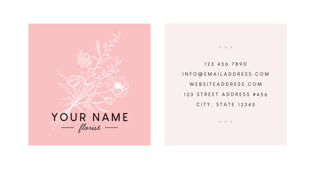 Floral feminine business card layout