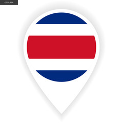 Costa Rica marker icon with shadow on white background. Costa Rica pin icon isolated on white background