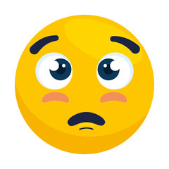 emoji with eyes open and face of please, face yellow with face of please, on white background vector illustration design