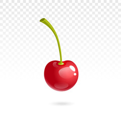 Cherry icon. Vector fruit illustration. Sweet cherries. Fresh cherries. Vector illustration. Tasty food. Healthy food. Transparent background. 