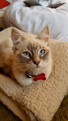 cat lying on the bed