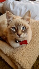 cat lying on the bed