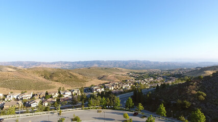 Fototapeta na wymiar Simi Valley California USA suburbs Aerial Drone shot in 4k high resolution