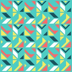 Beautiful of Colorful Triangles and Parallelograms, Repeated, Abstract, Illustrator Pattern Wallpaper. Image for Printing on Paper, Wallpaper or Background, Covers, Fabrics