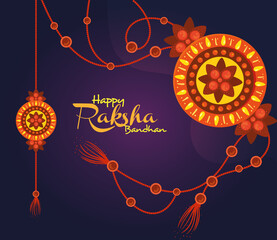 greeting card with decorative set of rakhi for raksha bandhan, indian festival for brother and sister bonding celebration, the binding relationship vector illustration design