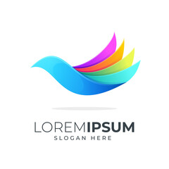 colorful bird logo design template