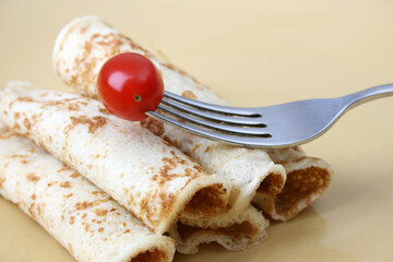 Pancakes and Fresh Tomato
