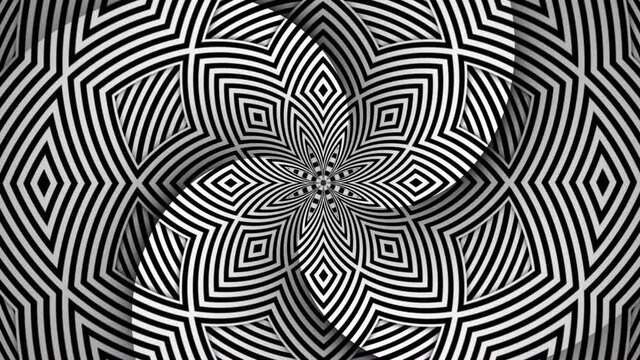 Hypnotic Rhythmic Movement Black And White Kaleidoscope Animation 