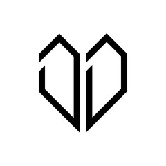 Initial letter dd heart geometric logo vector