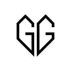 Initial letter gg heart geometric logo vector