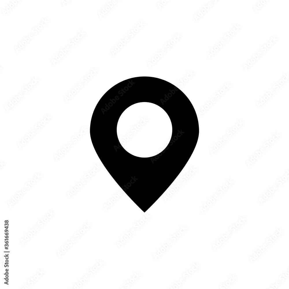 Poster map and map pointer vector icon in black flat glyph, filled style isolated on white background