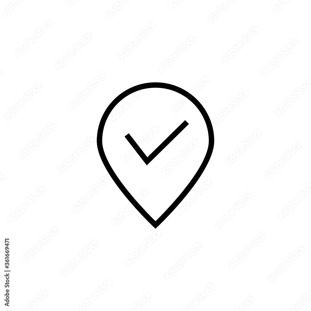 Poster mark vector icon. marked location in black line style icon, style isolated on white background