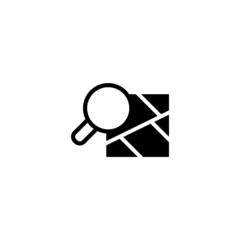 Map search vector icon in black flat glyph, filled style isolated on white background