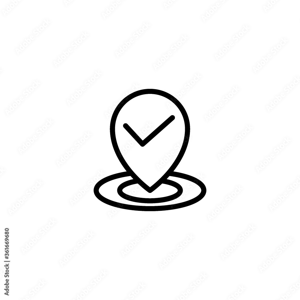 Poster check point vector icon in black line style icon, style isolated on white background