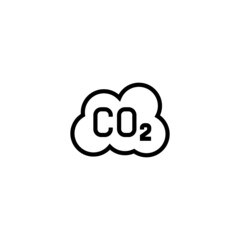 Co2 sign vector icon in black line style icon, style isolated on white background