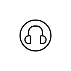 Ear protection vector icon  in black line style icon, style isolated on white background